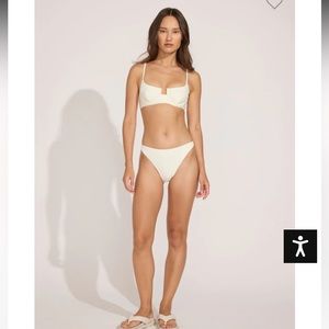 Ivory Solid & Striped Bikini with Tags (Size M)